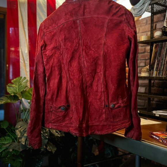 $1798 GIORGIO BRATO Red Leather Motorcycle Jacket in sz.52 (US M) - Picture 9 of 10